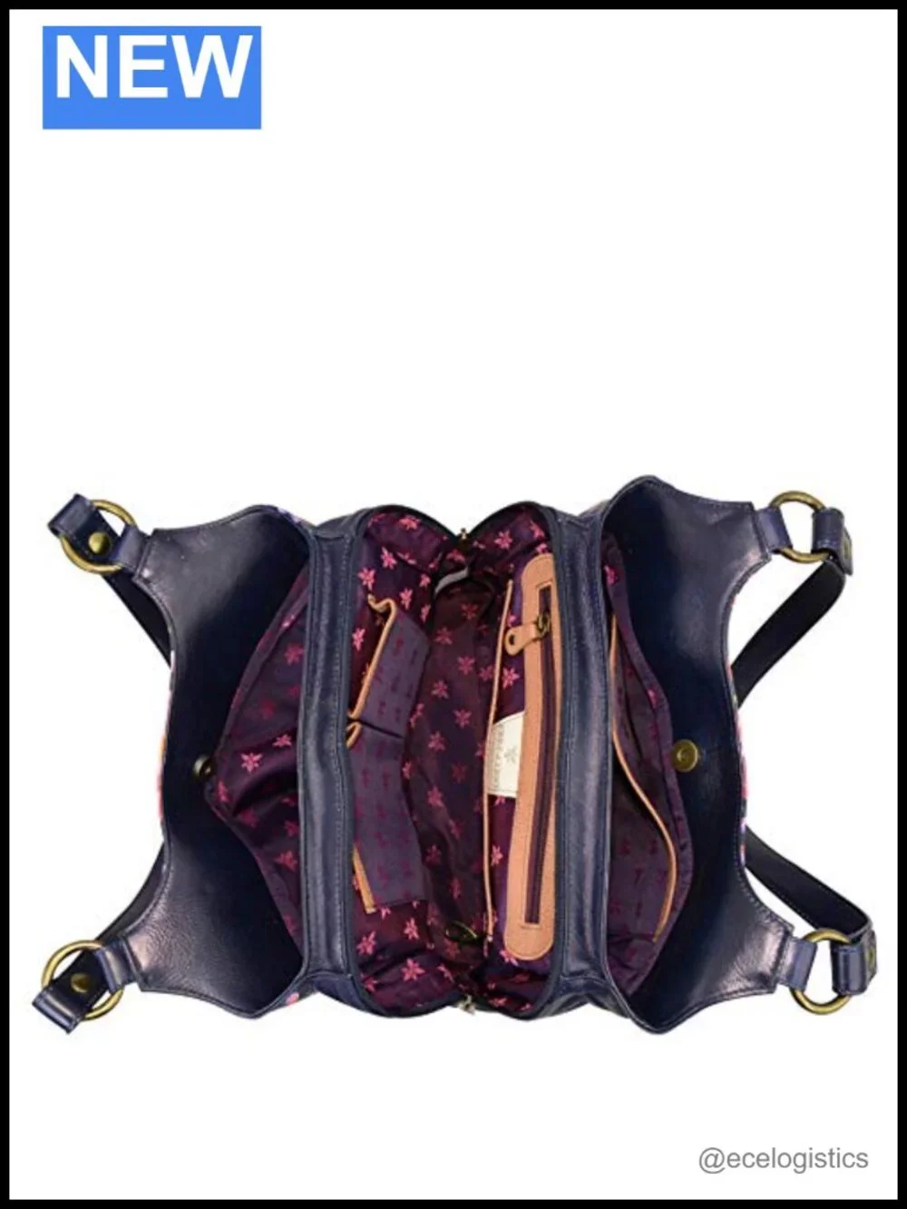 Hand Painted Genuine Leather Large Triple Compartment Hobo